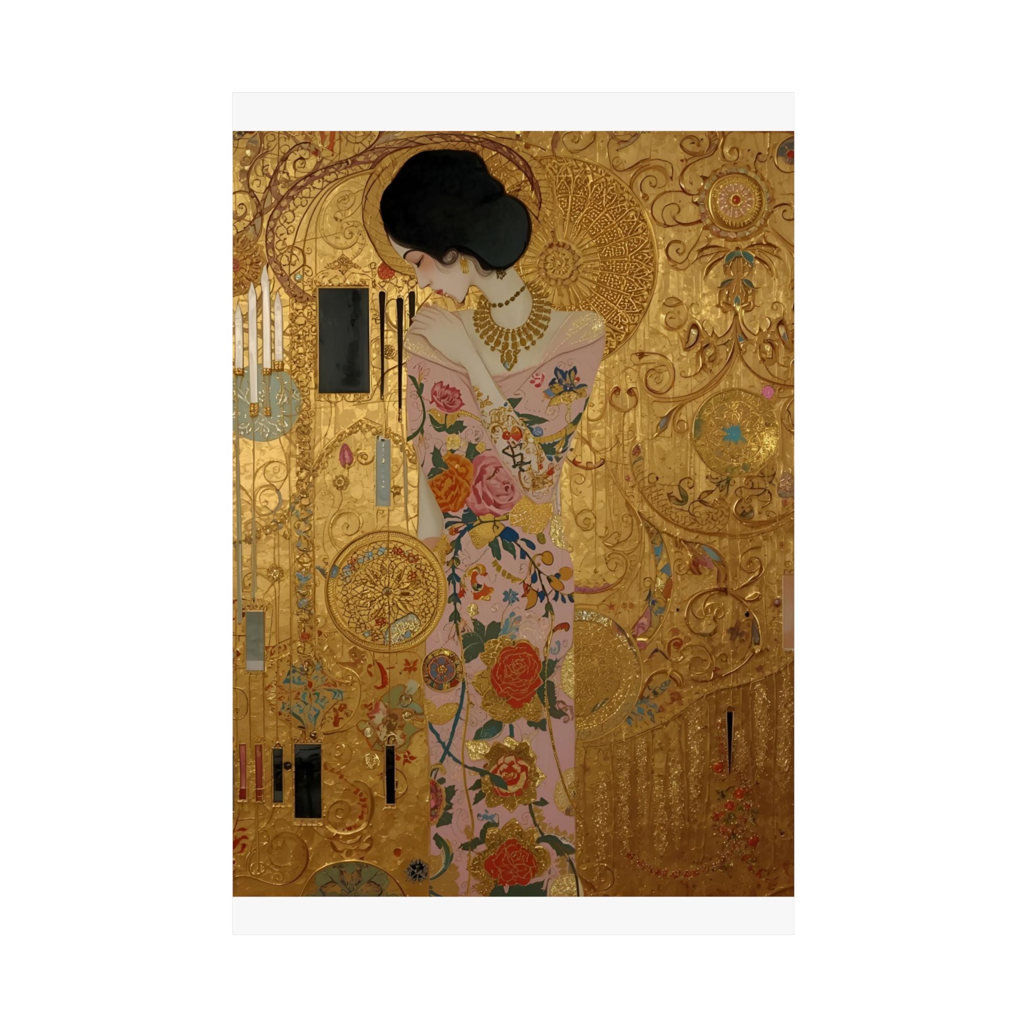 Elegant Satin Poster in Klimt-Style For Romantic Wall Art Decor Ideas - Rosetta Creative Boutique